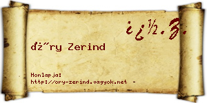 Őry Zerind névjegykártya